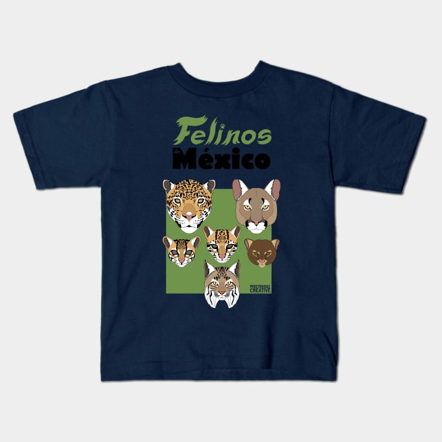 Felinos de Mexico 2 Kids T-Shirt by ProcyonidaeCreative